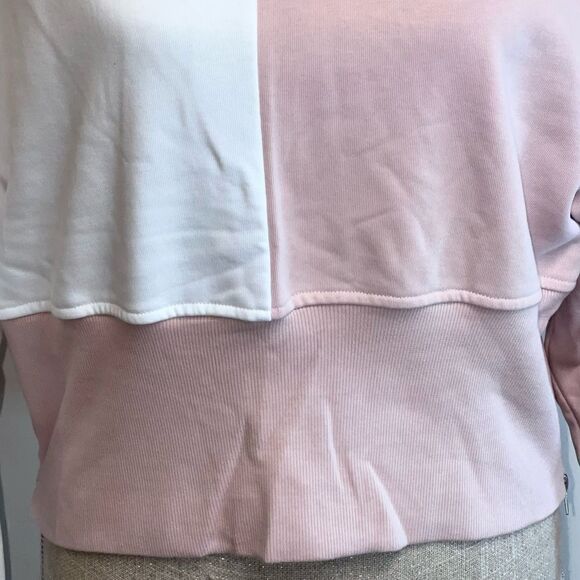 VAARA London Designer crop colorblock sweatshirt Blush White Sz S $600 - Picture 2 of 9